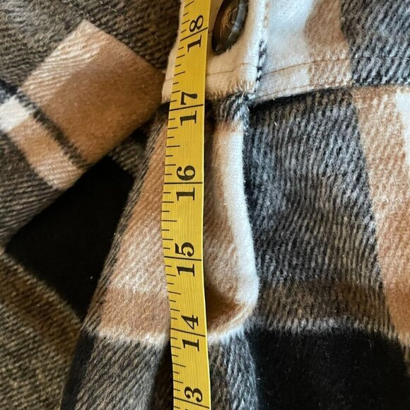 Womens Multicolor Plaid Long Sleeve Button Up Collared Boho Shacket Jacket - Picture 5 of 7